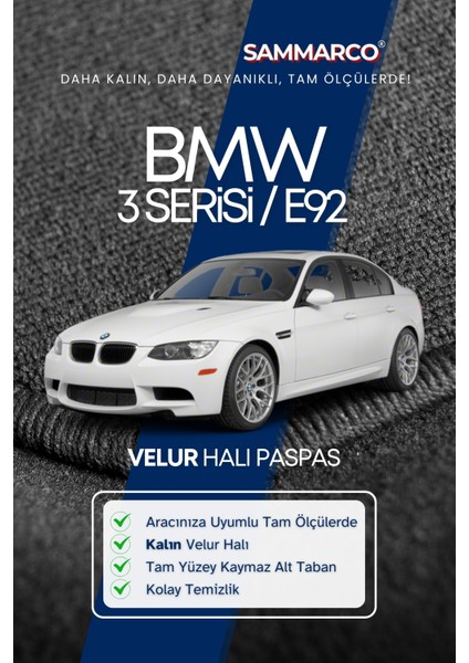 Bmw 3 Serisi E92 2004 Halı Paspas Velur Paspas Kumaş Paspas Oto Paspas fiyatları