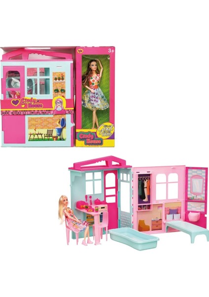 Cindy’nin Evi | Bebekli Oyun Evi Seti | Katlanabilir Taşınabilir Ev | 3+ Yaş Eğitici Oyuncak fırsatları