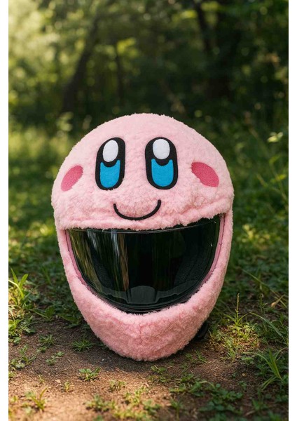 Peluş Kask Kılıfı Pembe Kirby