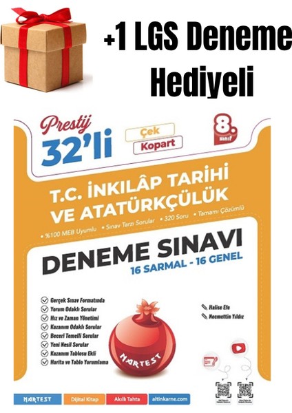Nartest 8.sınıf (Lgs) Inkılap Tarihi ve Atatürkçülük 32'li Fasikül Deneme +1 Lgs Deneme Hediyeli fiyatları