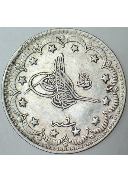 Sultan V. Mehmed Reşad Gümüş 5 Kuruş 1327/6 Istanbul Darbı. Çilaltı+ fiyatları