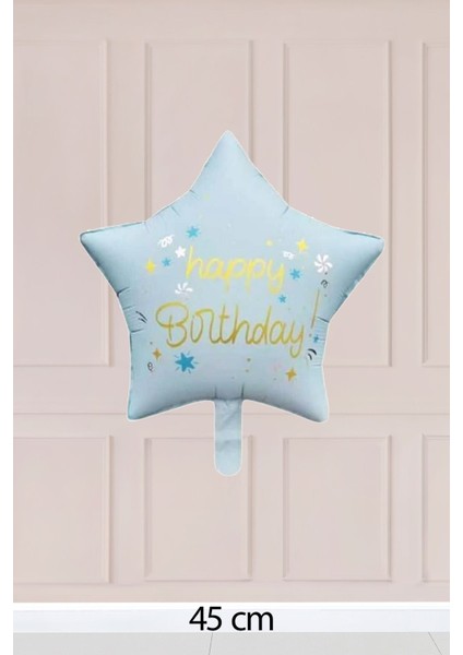 Mavi Happy Birthday Yazılı Yıldız Folyo Balon fiyatları