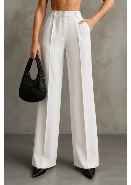 Kadın Siyah Çift Pileli Yüksek Bel Palazzo Kumaş Pantolon | Şık Ofis ve Günlük Kombinler Için fiyatları