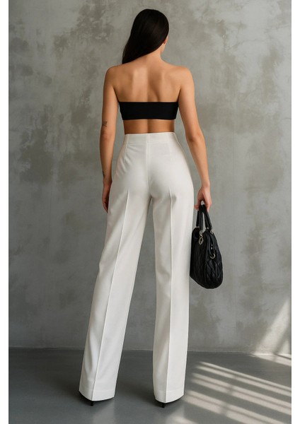 Kadın Siyah Çift Pileli Yüksek Bel Palazzo Kumaş Pantolon | Şık Ofis ve Günlük Kombinler Için modelleri