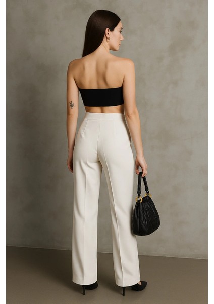 Kadın Siyah Çift Pileli Yüksek Bel Palazzo Kumaş Pantolon | Şık Ofis ve Günlük Kombinler Için indirimleri