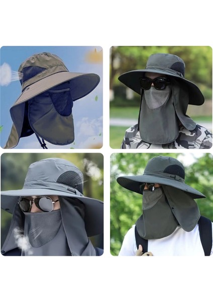 Büro Ev Ofis Balık Avı Sporu Için Nefes Alan Maskeli Boyun Kapaklı Geniş Balıkçı Güneş Şapkası modelleri