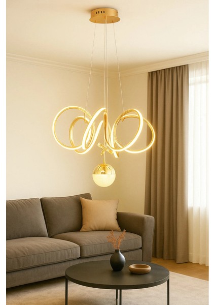 Perla Modern Gold Cam Avize Yatak Odası - Hol - Salon