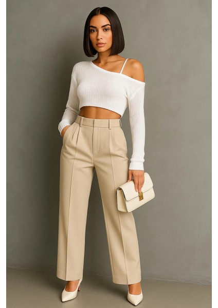 Kadın Siyah Çift Pileli Yüksek Bel Palazzo Kumaş Pantolon | Şık Ofis ve Günlük Kombinler Için fiyatları