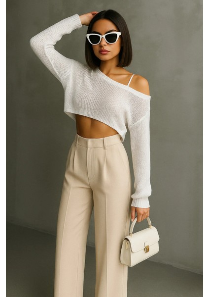 Kadın Siyah Çift Pileli Yüksek Bel Palazzo Kumaş Pantolon | Şık Ofis ve Günlük Kombinler Için