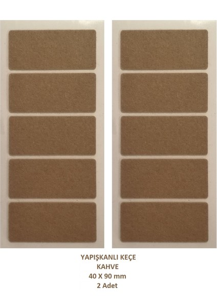 Zemin Koruyucu 40 x 90 mm Kahve Keçe, Ses ve Çizik Önleyici Kahve Mobilya Keçesi 2 Adet