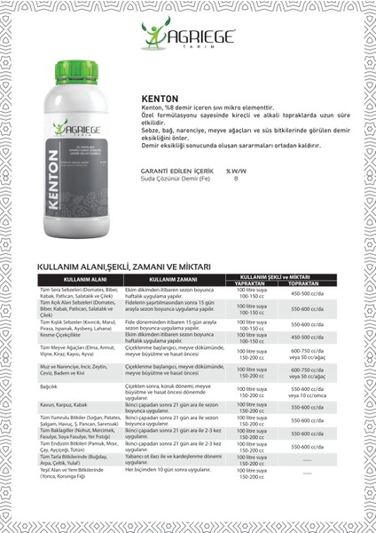 Kenton 1 Litre ( %8 Içerikli Sıvı Demir ) fiyatları