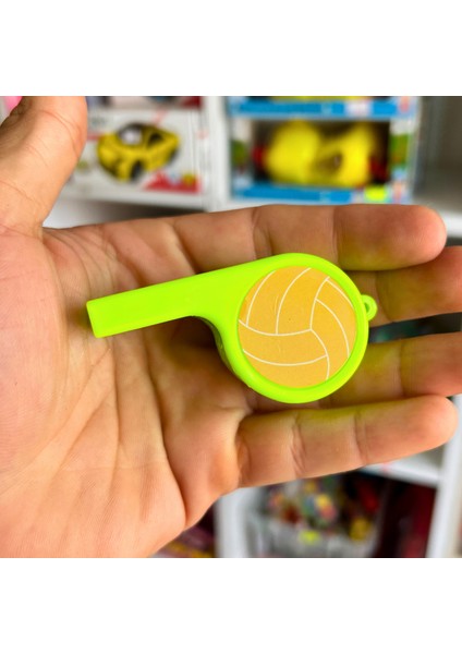 4’lü Renkli Plastik Düdük Seti - Sarı Mavi Turuncu Yeşil Parti Spor Etkinlik Oyuncak Düdük