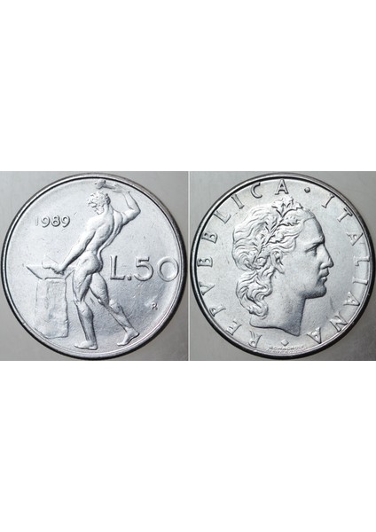 Italya 50 Liret 1989 Roma Tanrısı Vulcanus Temalı.