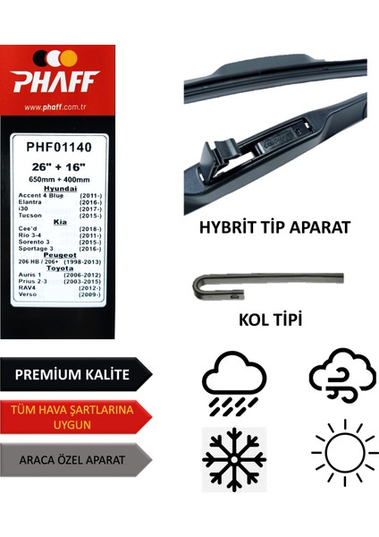 Hyundai Accent Blue (2011-2018) Ön Silecek Süpürgesi 650MM + 400MM fiyatları