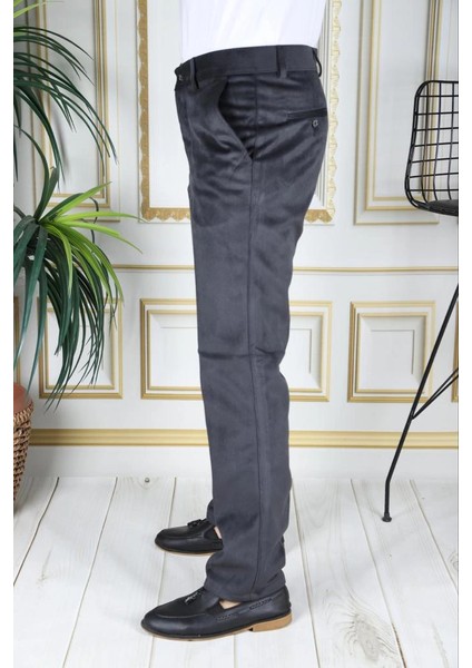Füme Polarlı Kadife Pantolon Esnek Kalın Fitil Klasik Kesim Yan Cepli Astarlı Phantom Jeans modelleri