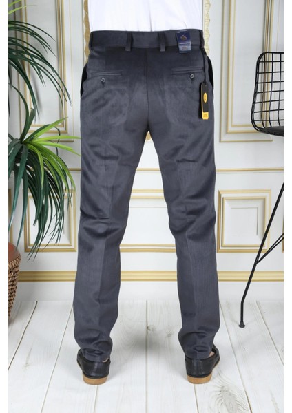 Füme Polarlı Kadife Pantolon Esnek Kalın Fitil Klasik Kesim Yan Cepli Astarlı Phantom Jeans fırsatları