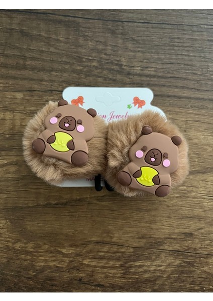 Kız Çocuk 1 Çift Capybara Renkli Havlu Lastik Toka Kapibara Pelüş Peluş Lastik Toka Y2K Kpop Kore