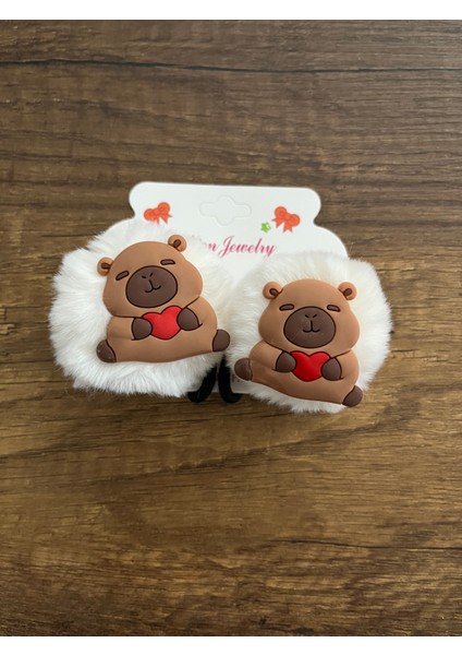 Kız Çocuk 1 Çift Capybara Renkli Havlu Lastik Toka Kapibara Pelüş Peluş Lastik Toka Y2K Kpop Kore