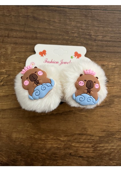 Kız Çocuk 1 Çift Capybara Renkli Havlu Lastik Toka Kapibara Pelüş Peluş Lastik Toka Y2K Kpop Kore