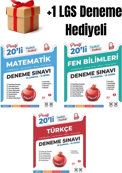 Nartest 8.sınıf (Lgs) Matematik, Fen, Türkçe 20'li Fasikül Deneme Seti +1 Lgs Deneme Hediyeli