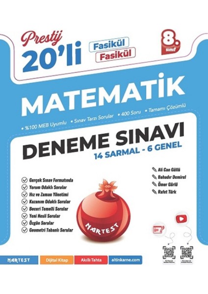 Nartest 8.sınıf (Lgs) Matematik, Fen, Türkçe 20'li Fasikül Deneme Seti +1 Lgs Deneme Hediyeli fiyatları