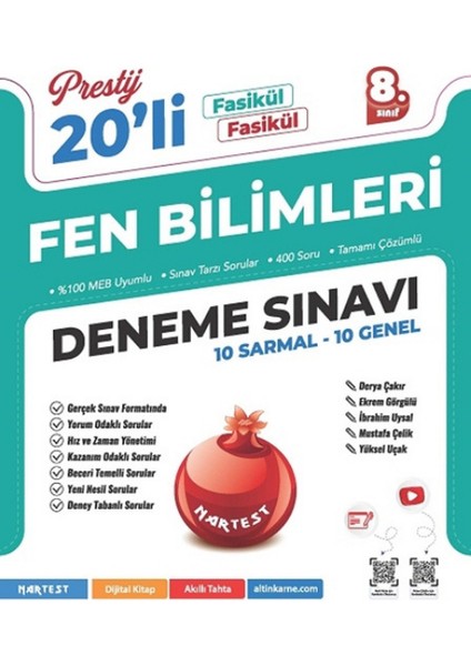 Nartest 8.sınıf (Lgs) Matematik, Fen, Türkçe 20'li Fasikül Deneme Seti +1 Lgs Deneme Hediyeli modelleri