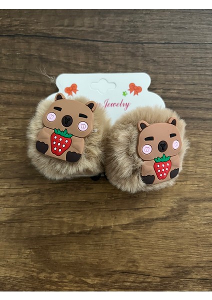 Kız Çocuk 1 Çift Capybara Renkli Havlu Lastik Toka Kapibara Pelüş Peluş Lastik Toka Y2K Kpop Kore