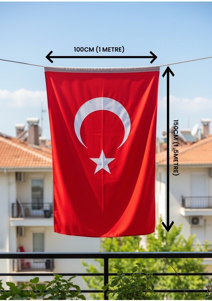 Türk Bayrağı 100X150 cm – Raşel Kumaş, Çift Dikiş, Solmaz Renk, Uzun Ömürlü