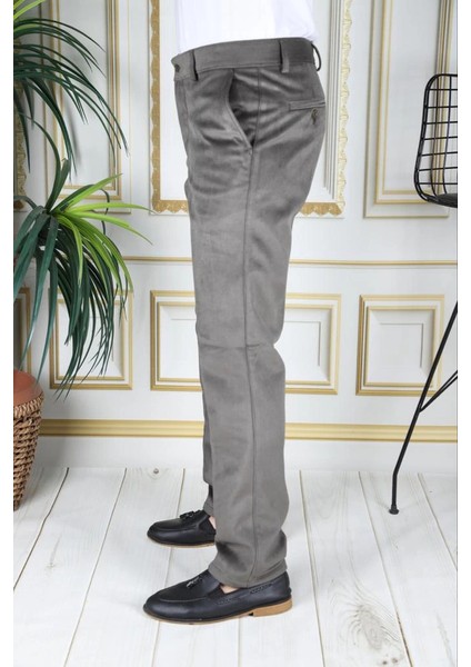 Su Yeşili Polarlı Kadife Pantolon Esnek Kalın Fitil Klasik Kesim Yan Cepli Astarlı Phantom Jeans modelleri