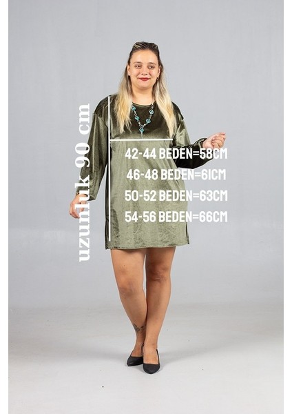 Maksimum Şıklık Kolyeli Büyük Beden Kadife Tunik fiyatları