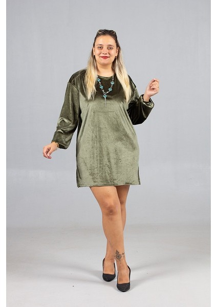 Maksimum Şıklık Kolyeli Büyük Beden Kadife Tunik fırsatları