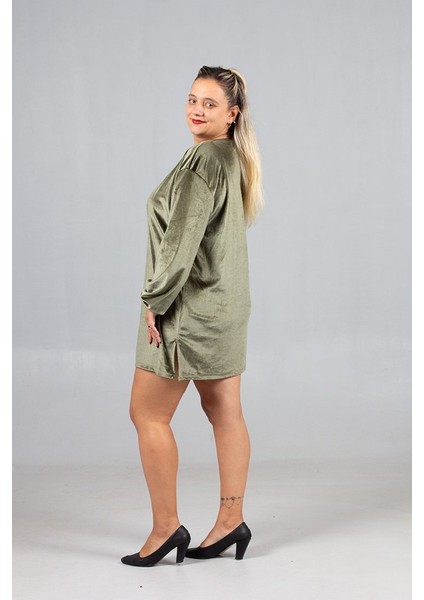 Maksimum Şıklık Kolyeli Büyük Beden Kadife Tunik indirimleri