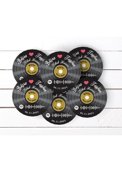 50 Adet Nikah Hatırası, Düğün Hatırası, Nişan Hatırası Magnet - Plak Spotify Kodlu fiyatları