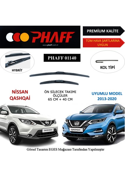 Nissan Qashqai (2013-2020) Ön Silecek Süpürgesi 650MM + 400MM