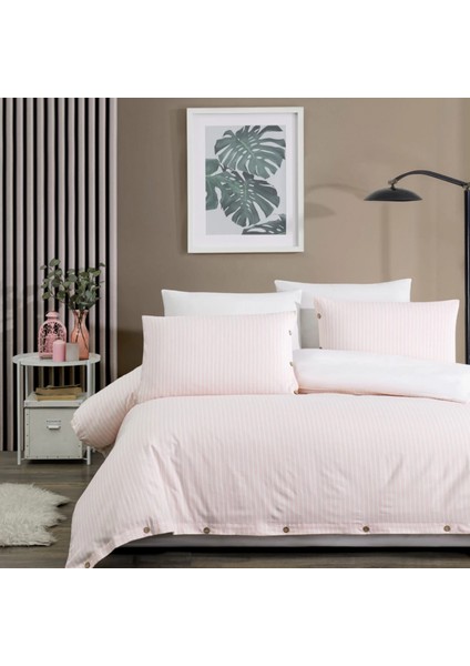 Çift Kişilik %100 Pamuk Ranforce Düğmeli Nevresim Takımı – Lastiksiz Çarşaflı 200x220 cm Krem fiyatları