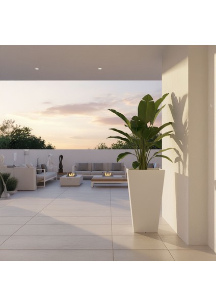 Aura Conica Fiber Konik Saksı 70x40cm Mat Büyük Boy - Üst Açıklık 40cm - Yükseklik 70cm indirimleri