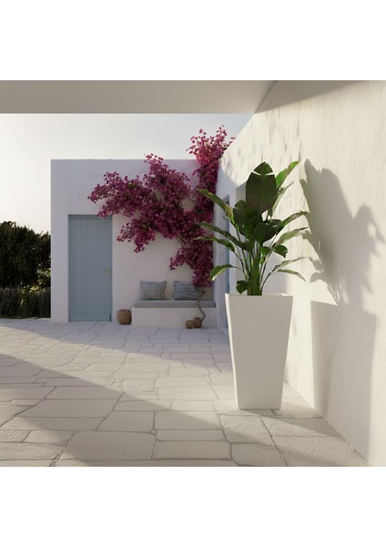 Aura Conica Fiber Konik Saksı 70x40cm Mat Büyük Boy - Üst Açıklık 40cm - Yükseklik 70cm