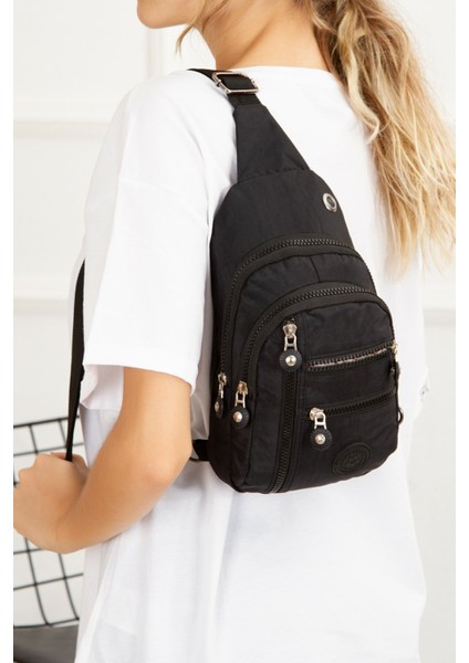Kadın Krinkıl Kumaş Çapraz Tek Kol Göğüs ve Omuz Sırt Çantası-Crossbody Bag