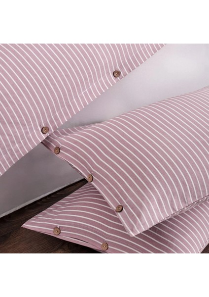 Çift Kişilik %100 Pamuk Ranforce Düğmeli Nevresim Takımı – Lastiksiz Çarşaflı 200x220 cm Pembe modelleri