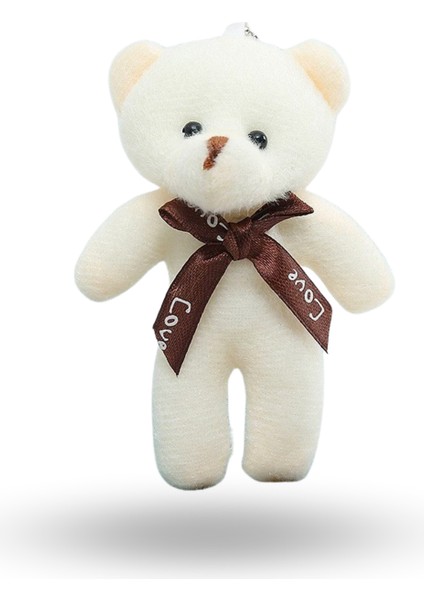 Büro Ev Ofis Hediyesi Için Krem Fiyonklu Ayıcık Anahtarlık