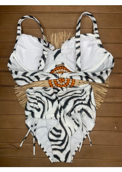 Kadın Siyah Likralı Esnek Şık Rahat Büyük Beden Telli Balenli Toparlayıcı Yüksek Bel Bikini Takım indirimleri