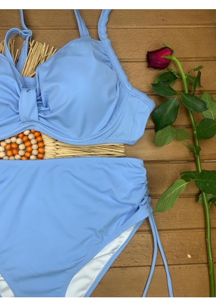 Kadın Siyah Likralı Esnek Şık Rahat Büyük Beden Telli Balenli Toparlayıcı Yüksek Bel Bikini Takım fiyatları