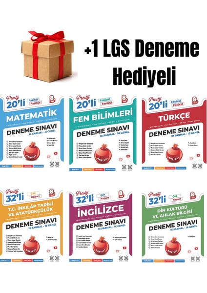 Nartest 8.sınıf Matematik, Fen,türkçe,tarih,ingilizce,din 20'li Deneme Seti +1 Lgs Deneme Hediyeli