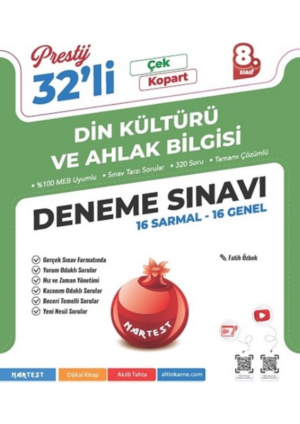 Nartest 8.sınıf Matematik, Fen,türkçe,tarih,ingilizce,din 20'li Deneme Seti +1 Lgs Deneme Hediyeli