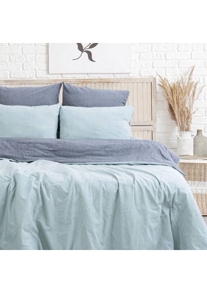 Tek Kişilik %100 Pamuk Ranforce Nevresim Takımı – 160X220 cm Açık Mavi Lastiksiz Çarşaflı fiyatları