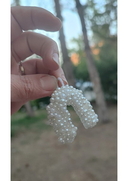 Nal Şeklinde, Cevşenli Araç Içi Ya Da Kapı Süsü / Nazarlık / 4x4 cm / Beyaz Inci