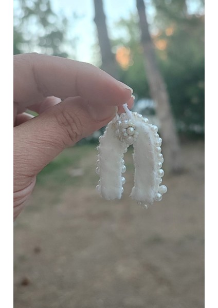 Nal Şeklinde, Cevşenli Araç Içi Ya Da Kapı Süsü / Nazarlık / 4x4 cm / Beyaz Inci