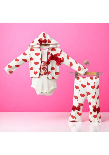 Coşay Bebe Kız 9-12-18 Ay Büyük Kalpli 3lü Takım %100 Pamuk fiyatları