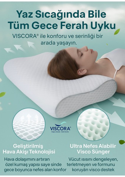 Boyun Ağrısı Karşıtı Visco Köpük Yastık – Ergonomik Kafa ve Omurga Desteği