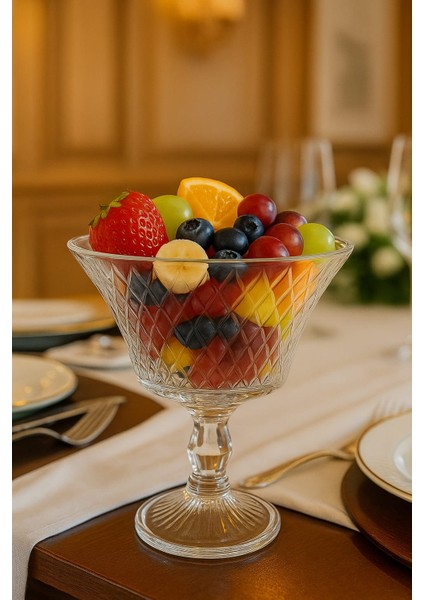 Ayaklı Cam Kase - Şeffaf Dekoratif Sunum Kasesi | Büyük Boy Meyve Salata Kasesi - Kristal fiyatları